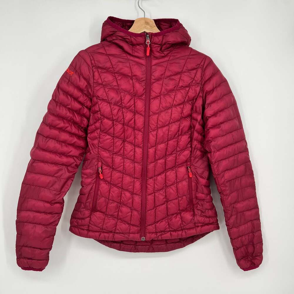 Marmot 3M Thinsulate Quilted Puffer Jacket Hooded Womens Small Red Featherless